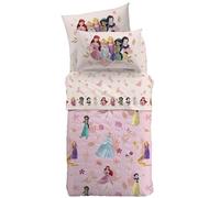 Caleffi Completo Lenzuola Singolo Disney Principesse 100% Cotone - Set Letto Bambini con Lenzuolo Sotto Angoli 90x200+25, Sopra 155x280 e Federa Double Face 50x80 cm