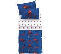 Caleffi Completo Lenzuola Singolo Marvel Spiderman 100% Cotone - Set Letto Bambini con Lenzuolo Sotto Angoli 90x200+25, Sopra 155x280 e Federa Double Face 50x80 cm