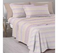 Caleffi Completo Letto Matrimoniale 100% Cotone Morbido - Lenzuolo Sotto con Angoli 180x200x25 cm, Lenzuolo Sopra 240x280 cm, 2 Federe 50x80 cm (Misson Orchidea)