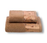 Caleffi Coppia di Asciugamani Alviero Martini Viso e Ospite in spugna 100% Cotone Art. Geo Classic (Tortora)