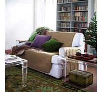 Copridivano salvadivano trapuntato Caleffi Bicolor in cotone- 3 posti caramello