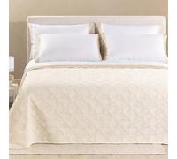 Caleffi Copriletto Matrimoniale 260x260 cm Rapallo - MIsto Cotone Jacquard a Rilievo - Non Trapuntato Primavera Estate - Linea Prima Natura (Avorio)