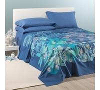 Caleffi - Copriletto non trapuntato in cotone panama articolo Miami Beach misura Matrimoniale variante Blu