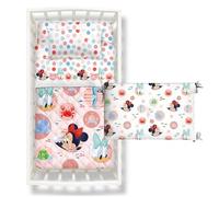 Caleffi Copriletto Trapuntato Estivo BabyMinnie in Cotone 110x130 cm + Paracolpi 180x40 cm per Letto Culla con Sbarre | Anallergico 100% Cotone