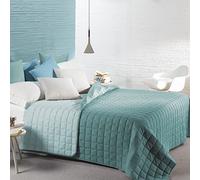 Caleffi - Copriletto Trapuntato Primaverile per letto Matrimoniale - MODERN colore Acqua Tinta Unita in Microfibra