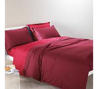 Caleffi Copripiumino Singolo Bicolor Bordeaux in Cotone - 45412