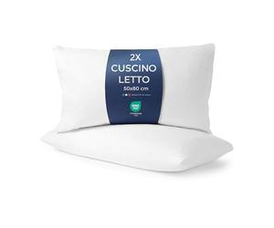 Caleffi Cuscini Letto Coppia, 2 Guanciali Microfibra 50x80 cm
