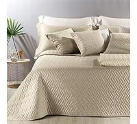 Caleffi Elegante E Raffinato TRAPUNTINO COPRILETTO Trapuntato Regimental Letto Matrimoniale Raso di Cotone (Sabbia)