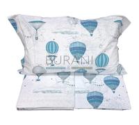 Completo lenzuola invernali in flanella Caleffi Volo mongolfiere blu