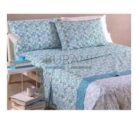 Caleffi Lenzuolo singolo (Sopra lenzuolo 160X280 + lenzuolo inferiore 90x200x25 + 1 federe 50x80) cotone 100% Mirta blu