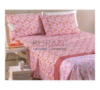 Caleffi Lenzuolo singolo (Sopra lenzuolo 160X280 + lenzuolo inferiore 90x200x25 + 1 federe 50x80) cotone 100% Mirta corallo