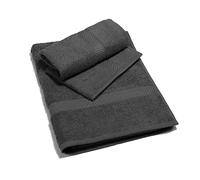 Caleffi - Minorca in Spugna 100% Morbido Cotone Idrofilo 450gsm, Lavabile in Lavatrice 40° + Asciugatrice, Coppia (55x105 cm + Ospite 40X60 cm) Colore ANTRACITE