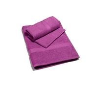 Caleffi - Minorca in Spugna 100% Morbido Cotone Idrofilo 450gsm, Lavabile in Lavatrice 40° + Asciugatrice, Coppia (55x105 cm + Ospite 40X60 cm) Colore AZALEA