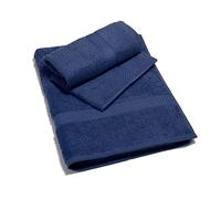 Caleffi - Minorca in Spugna 100% Morbido Cotone Idrofilo 450gsm, Lavabile in Lavatrice 40° + Asciugatrice, Coppia (55x105 cm + Ospite 40X60 cm) Colore INDIGO