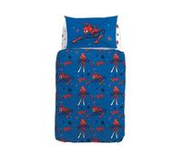 Caleffi Parure Copripiumino in Puro Cotone 1 Piazza e Mezza Art. Spiderman Spidey - Blu, 1 Piazza e 1/2