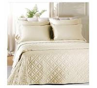 Caleffi PRESTIGIOSO ED ELEGANTE TRAPUNTINO COPRILETTO TRAPUNTATO IN RASO DI COTONE LETTO MATRIMONIALE VARI COLORI (Avorio)