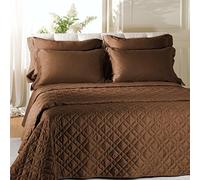 Caleffi PRESTIGIOSO ED Elegante TRAPUNTINO COPRILETTO Trapuntato in Raso di Cotone Letto Matrimoniale Vari Colori (Caffé)