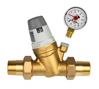 Caleffi Riduttore di pressione dell'acqua 3/4 pollici DN20 riduttore di pressione per acqua con cartuccia e manometro sostituibili, valvola di riduzione della pressione, regolatore di pressione