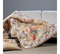 Caleffi Scaldotto Flora Oro Plaid Invernale 130x170 cm in 100% Cotone - Made in Italy - Imbottito 250g/m²