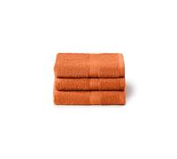 Caleffi Set 3 Asciugamani Ospite Bidet Bagno 100% Cotone Arancio | Morbidi e assorbenti, tinta unita, set 3 pezzi piccoli, per viso, mani e ospiti, resistenti ai lavaggi, spugna cotone