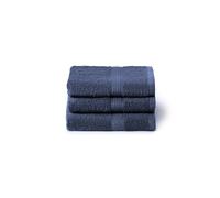 Caleffi Set 3 Asciugamani Ospite Bidet Bagno 100% Cotone Indigo | Morbidi e assorbenti, tinta unita, set 3 pezzi piccoli, per viso, mani e ospiti, resistenti ai lavaggi, spugna cotone