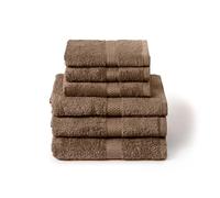 Caleffi Set 6 Asciugamani Bagno Viso e Ospite 100% Cotone Caffe | Spugna morbida e assorbente, 3 viso + 3 bidet, tinta unita, set completo, per uso quotidiano, hotel e b&b