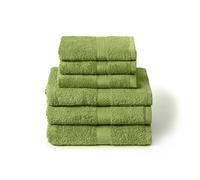 Caleffi Set 6 Asciugamani Bagno Viso e Ospite 100% Cotone Verde | Spugna morbida e assorbente, 3 viso + 3 bidet, tinta unita, set completo, per uso quotidiano, hotel e b&b