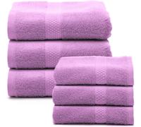 Caleffi Set Asciugamani 100% Cotone, 3 Viso 55x100 cm + 3 Bidet 40x60 cm,Lavanda