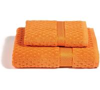 Caleffi Set Asciugamani Bagno Jacquard 100% Cotone, Arancione, 60x110 + 40x60 cm