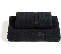 Caleffi Set Asciugamani Bagno Viso + Bidet 100% Cotone Jacquard Nero