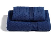 Caleffi - Set Asciugamani Bagno Viso e Bidet Blu Notte 100% Cotone Jacquard