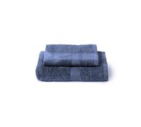 Caleffi Set Asciugamani Bagno Viso e Bidet in Cotone, Asciugamani Resistente a Lavaggi, Include 1 Asciugamano Viso 55x100 cm e 1 Asciugamano Bidet Ospite 40x60 cm, Asciugamani 2 Pezzi, Indigo
