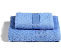 Caleffi - Set Asciugamani Jacquard 100% Cotone Azzurro Scuro, 60x110 + 40x60 cm