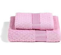 Caleffi Set Asciugamani Rosa - 100% Cotone Jacquard, Viso e Bidet, Morbidi