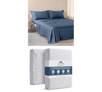 Caleffi Set Completo Lenzuola Argento e Coprimaterasso Matrimoniale | Completo lenzuola matrimoniale Argento, con coprimaterasso bianco incluso per proteggere il materasso