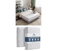 Caleffi Set Topper Piazza e Mezza 120x190 Memory Foam e Coprimaterasso | 2 pezzi: topper memory foam 120x190 alto 6 cm sfoderabile, coprimaterasso 130x200 cotone angoli 25 cm