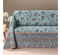 Caleffi Telo Arredo Copridivano Matrimoniale 270x270 cm Grandecor Milos in 100% Cotone - Copritutto Multiuso per Divano Letto Tavolo Pic Nic (Blu)