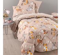 Caleffi Trapunta Invernale Letto Singolo Cuccioli 165x265 cm in Cotone | Trapuntatura a Rombi | Imbottitura Anallergica 300 gr/m² | Rosa o Naturale | Made in Italy (Naturale)