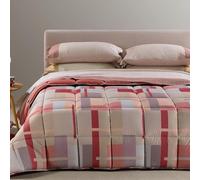 Caleffi Trapunta Invernale Matrimoniale 260x265 cm - Modello Lennox - Microfibra con Imbottitura 300 gr/m² - Colore Corallo - Made in Italy - Stampa Digitale