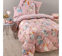 Caleffi Trapunta invernale singola per letto una piazza in Cotone Art. Cuccioli 165x265 cm Colore Rosa