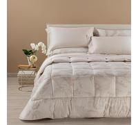 Caleffi Trapunta Matrimoniale 1 Classe Alviero M. in Raso di Cotone Geo White 260x265 cm - Imbottitura Anallergica 300gr - Made in Italy