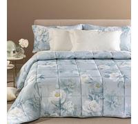 Caleffi Trapunta matrimoniale invernale in raso di cotone stampa digitale art. Eloise - Celeste, 2 Piazze