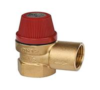 Caleffi Valvola di sicurezza a membrana, 1/2 x 3/4", pressione di risposta, 2,5 bar, valvola di sovrapressione, valvola a membrana, colore rosso