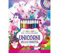 Caleidoscopio da colorare. Unicorni della foresta. Ediz. illustrata. Con 8 pennarelli