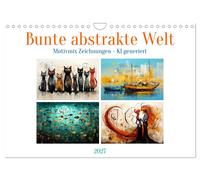 Calendar 2027 · US Version · Colorful abstract world (Wall Calendar 2027 12" × 8