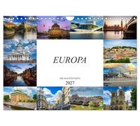 Calendar 2027 · US Version · Europe The Capitals (Wall Calendar 2027 12" × 8" la