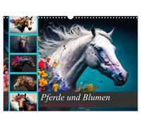 Calendar 2027 · US Version · Horses and flowers (Wall Calendar 2027 17" × 12" la