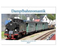 Calendar 2027 · US Version · Steam train romance - steam trains on a narrow trac