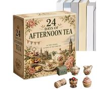 Calendar Advent 24 Days Cute Afternoon Tea Theme Home Countdown Calendar | Countdown Home Decorations For Home Desk Table Fireplace Mantle Bookshelf Living Room Countdown Calendar Christmas
