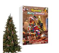 Calendar Countdown - Acrylic, 10.24x7.09x0.98in Rooster Pendant Festive And Decorative | Farmhouse-Style And Collectible Christmas Ornament, Holiday Countdown Calendar For Home, Tree, Farm